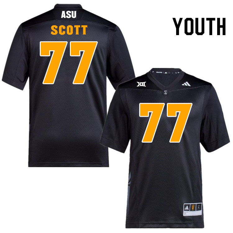 Youth #77 Kyle Scott Arizona State Sun Devils College Football Jerseys Stitched-Black